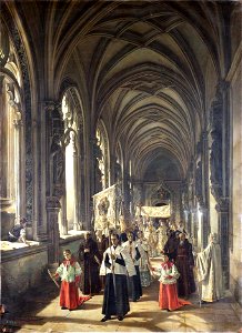 Paso de una procesión por el claustro de San Juan de los Reyes de Toledo (Museo del Prado)