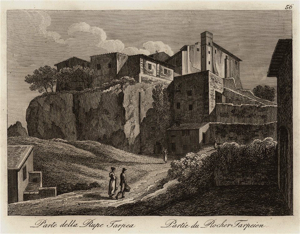 Parte della Rupe Tarpea - Li Monumenti Piú Celebri Di Roma Antica E Moderna Disegnati Da Vero Ed Incisi Dai Migliori Artisti Rome Presso Po - 1850