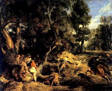 Peter Paul Rubens - Boar Hunt - WGA20416. Free illustration for personal and commercial use.
