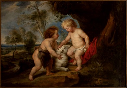 Peter Paul Rubens - Child Jesus and St. John the Baptist - M.Ob.2404 MNW - National Museum in Warsaw. Free illustration for personal and commercial use.