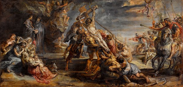 Peter Paul Rubens - The Raising of the Cross (1638). Free illustration for personal and commercial use.