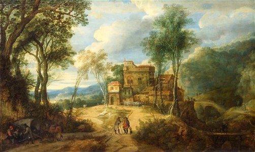 Peter Snayers - Mountainous landscape with castle