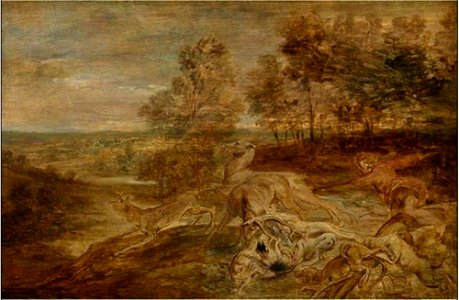 Peter Paul Rubens - Landschap met hertenjacht - 766 - Royal Museum of Fine Arts Antwerp. Free illustration for personal and commercial use.