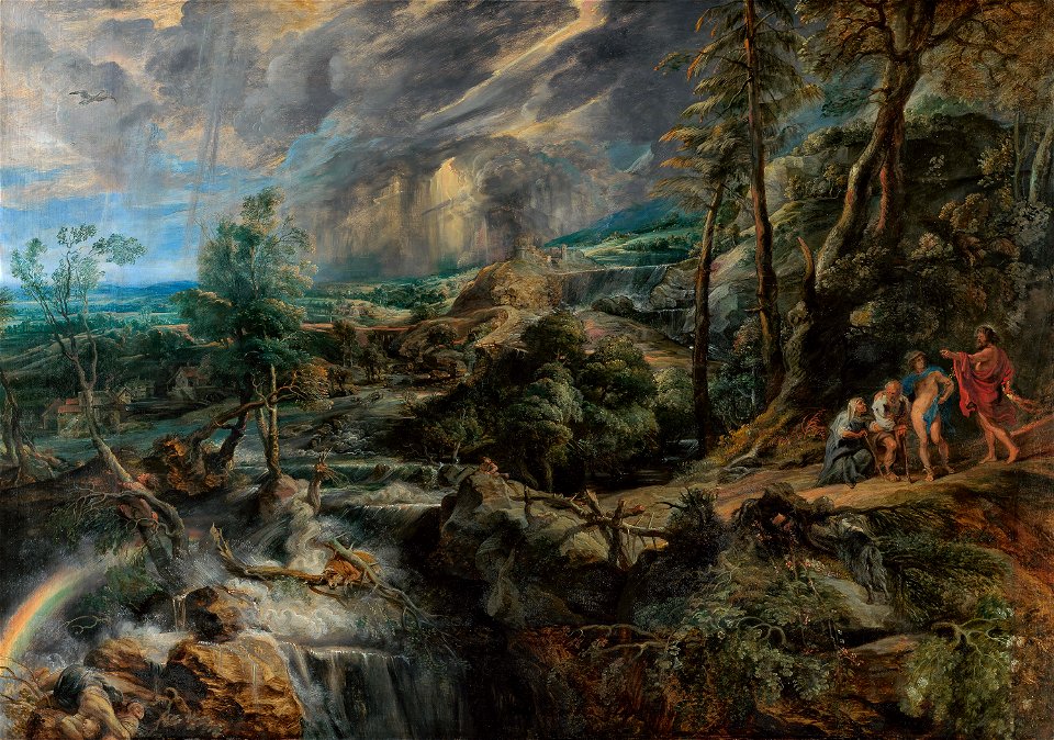 Peter Paul Rubens, , Kunsthistorisches Museum Wien, Gemäldegalerie - Gewitterlandschaft mit Jupiter, Merkur, Philemon und Baucis - GG 690 - Kunsthistorisches Museum