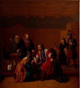 Peter Raadsig - Valdemar den Store bliver forbundet i Absalons moders hus, hvor han har søgt tilflugt efter overfaldet i Roskilde - KMS421 - Statens Museum for Kunst