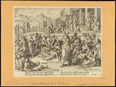 Petrus Healing The Sick With His Shadow 1575 print by Maarten van Heemskerck, S.I 55760, Prints Department, Royal Library of Belgium
