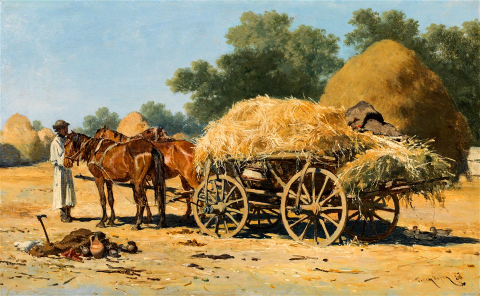 August von Pettenkofen - Ungarischer Getreidewagen (1857)