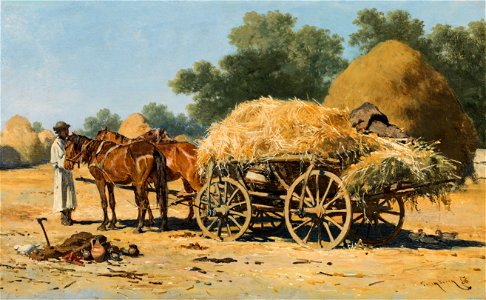 August von Pettenkofen - Ungarischer Getreidewagen (1857)