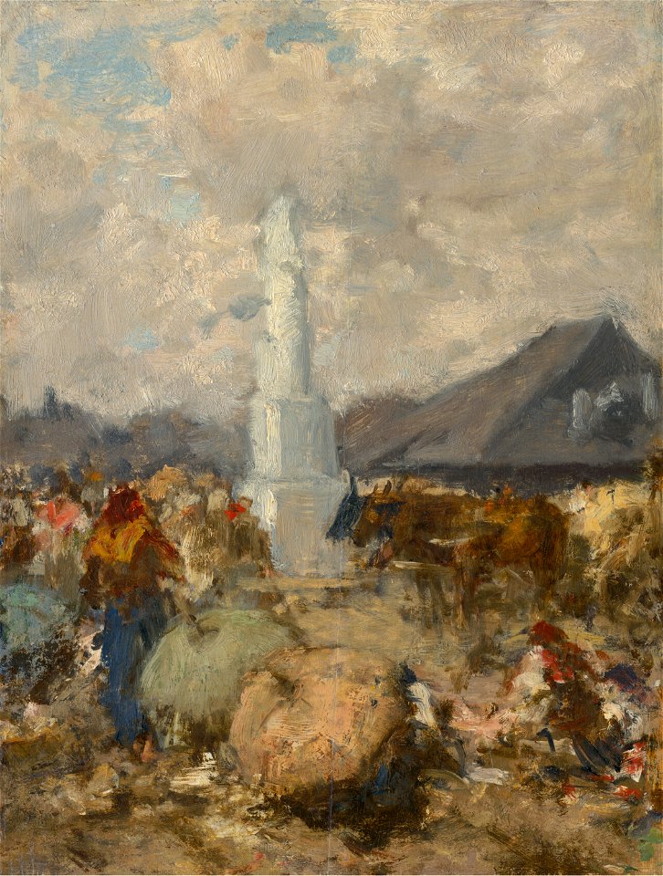August von Pettenkofen - At the Market near the Holy Trinity Column in Szolnok - O 1661 - Slovak National Gallery