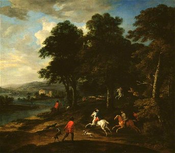 Peter Tillemans (1684-1734) - Foxhunting in Wooded Country - T02376 - Tate. Free illustration for personal and commercial use.