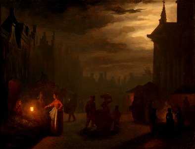Petrus van Schendel - The Kaasmarkt in Rotterdam. Free illustration for personal and commercial use.