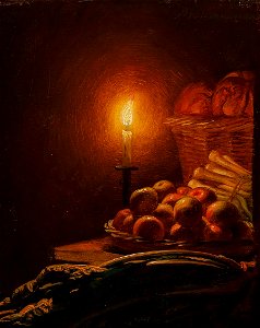 Petrus van Schendel Stilleben mit Äpfeln und Kerze
