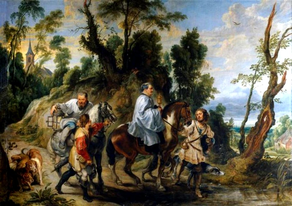Peter Paul Rubens atelier van Peter Paul Rubens en Jan Wildens - Rudolf van Habsburg en de priester - P001645 - Museo del Prado