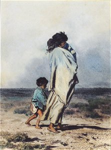 August von Pettenkofen - Zigeunerin mit zwei Kindern - 1854