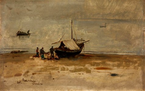 Eilif Peterssen - The Beach at Porto d'Anzio - NG.M.01567 - National Museum of Art, Architecture and Design. Free illustration for personal and commercial use.