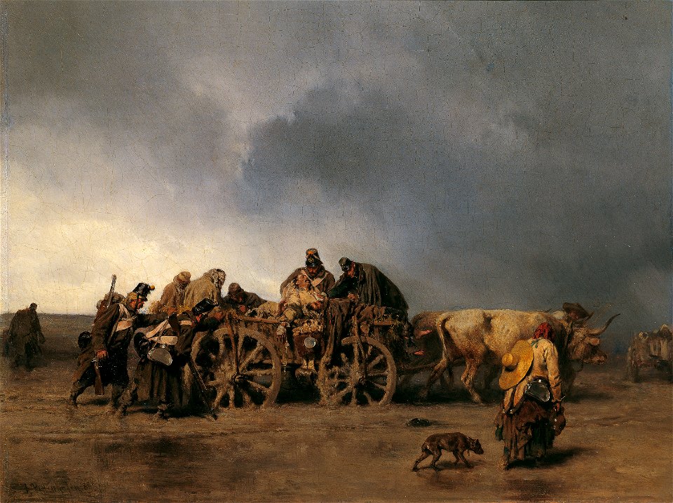 August von Pettenkofen - Der Verwundetentransport I (1853)