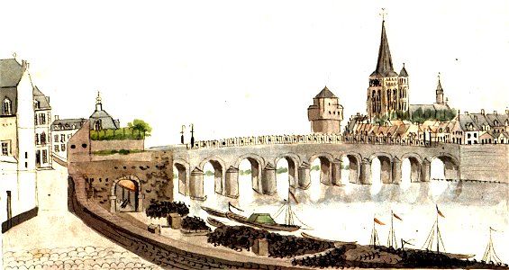 Ph v Gulpen, Maastricht, panorama Maas, 1848