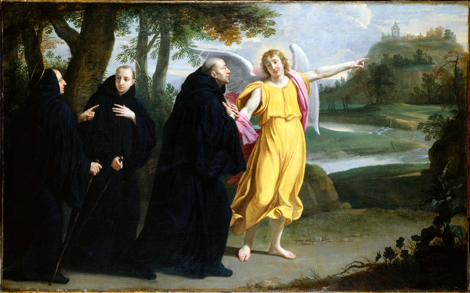 Philippe de Champaigne - Scène de la vie de saint Benoît , l'ange désignant à saint Benoît l'emplacement du monastère du mont Cassin - P2475 - Musée Carnavalet
