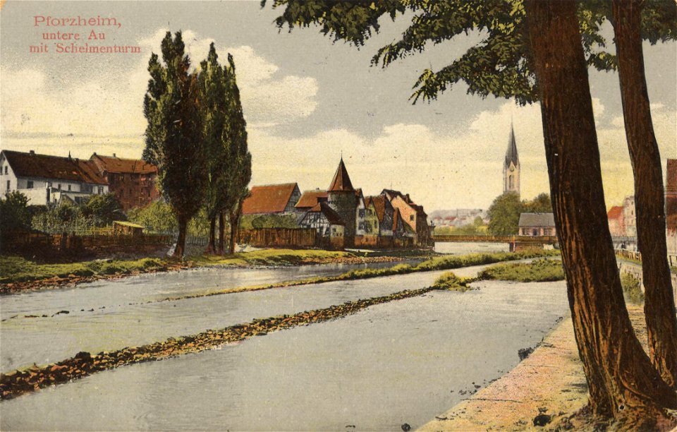 Pforzheim, Baden-Württemberg - Untere Au mit Schelmenturm (Zeno Ansichtskarten)
