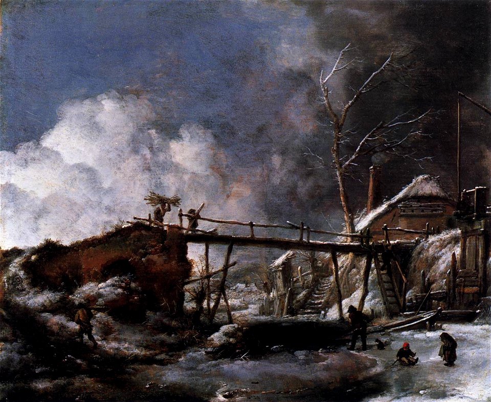 Philips Wouwerman - Winter Landscape with Wooden Bridge - WGA25890