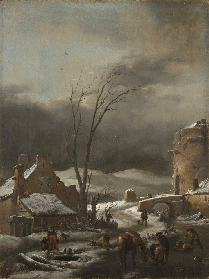 Philips Wouwerman - Winter Landscape with a Stone Bridge Cat615