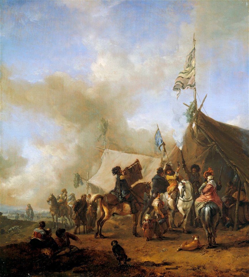 Philips Wouwerman (Haarlem 1619-Haarlem 1668) - Cavalry at a Sutler's Booth - RCIN 404615 - Royal Collection