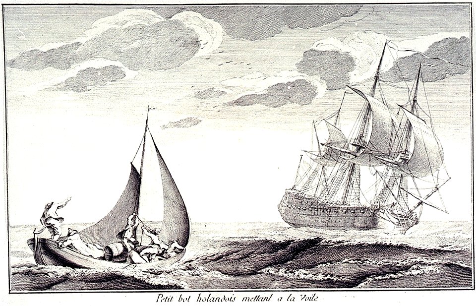 Petit bot hollandais mettant à la voile