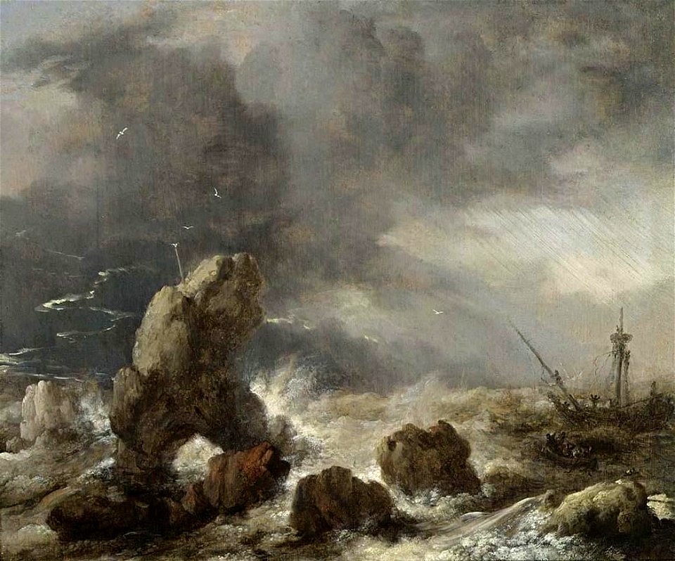 Philips Wouwerman - Ships Foundering in Stormy Seas - WGA25871