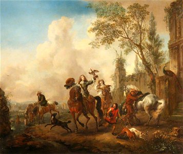 Philips Wouwerman (1619-1668) - A Hawking Party Setting out - 1535104 - National Trust