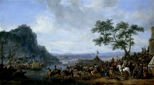 Philips Wouwerman - Army Camp by a River
