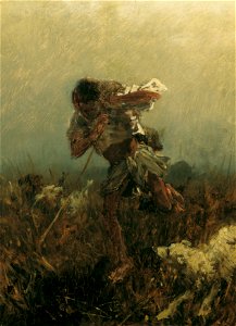 August von Pettenkofen - Junge von Hunden verfolgt (1871)