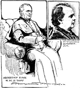 Photo of Patrick John Ryan, with a sketch of him by Marguerite Martyn, 1909