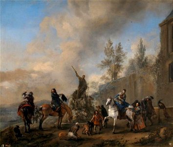 Philips Wouwerman - Een gezelschap vertrekt voor de valkenjacht - P002150 - Museo del Prado