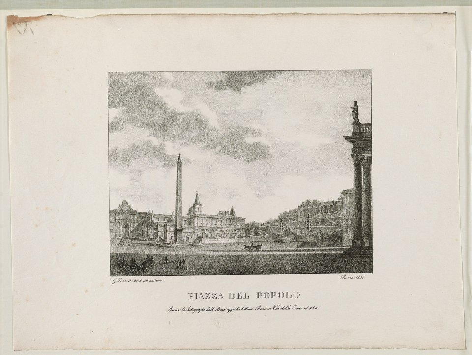 Piazza de popolo - G. Fossati Arch. dis. dal vero Roma, 1831. LCCN2013646724