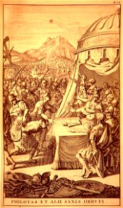 Philotas and other conspirators condemned and stoned to death (1696)