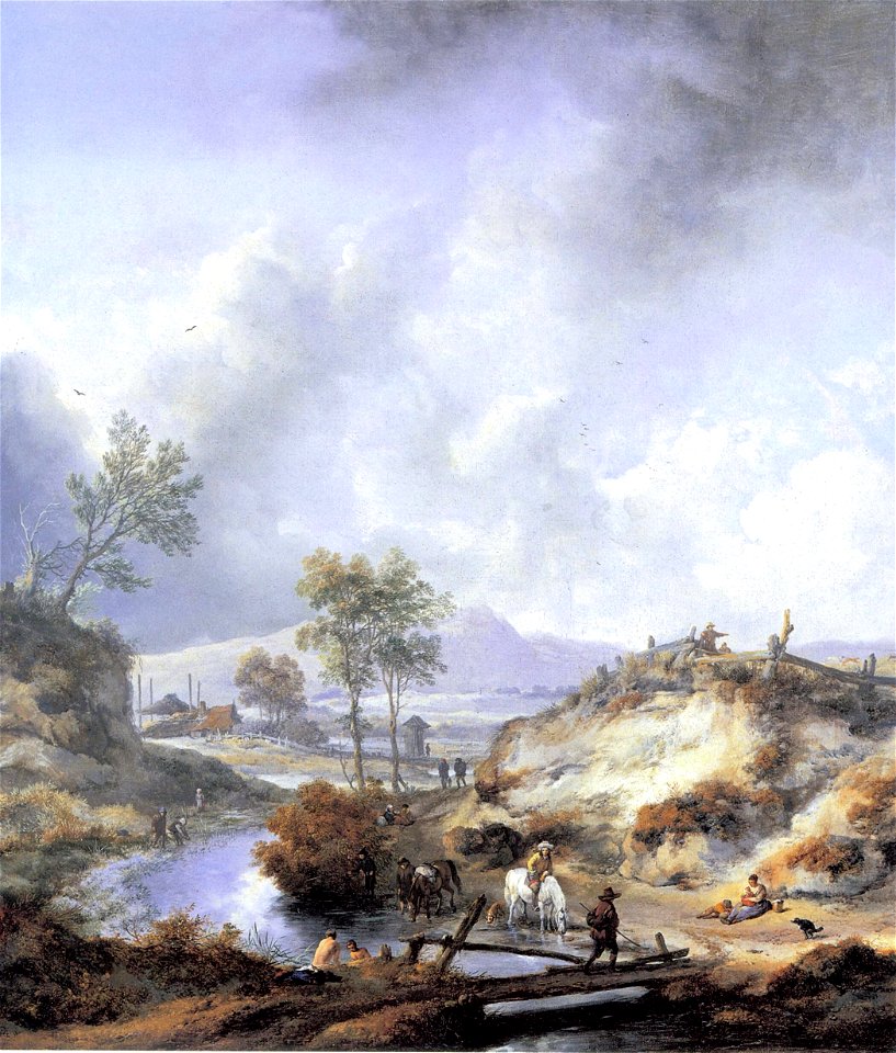 Philips Wouwerman - A Stream in Hilly Country