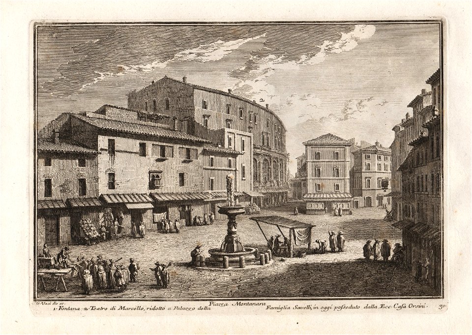 Piazza Montanara - Plate 030 - Giuseppe Vasi - Free Stock Illustrations ...