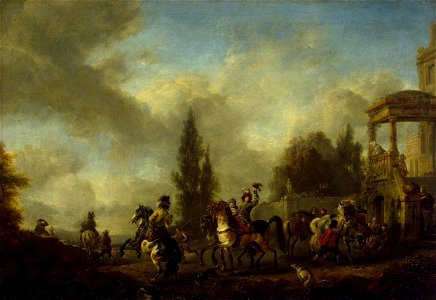 Philips Wouwerman - Huntsmen Setting Out - WGA25876. Free illustration for personal and commercial use.