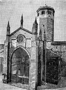 Piacenza – Ingresso antico della chiesa di Sant’Antonino (xilografia)