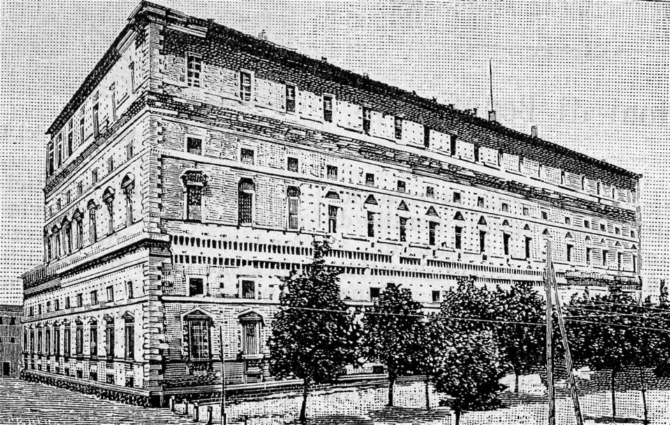 Piacenza – Palazzo Farnese, ora caserma (xilografia)