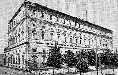 Piacenza – Palazzo Farnese, ora caserma (xilografia)