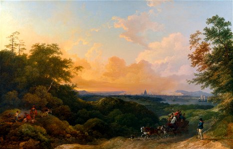 Philippe-Jacques de Loutherbourg - The Evening Coach, London in the Distance - Google Art Project. Free illustration for personal and commercial use.