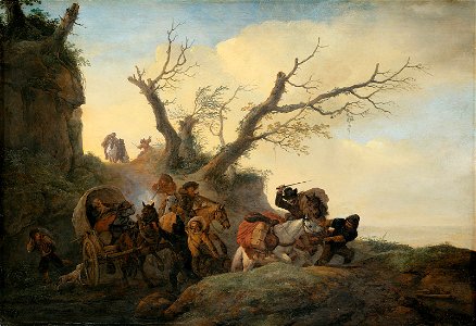 Philips Wouwerman, , Kunsthistorisches Museum Wien, Gemäldegalerie - Überfall auf Reisende - GG 669 - Kunsthistorisches Museum