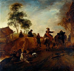Philips Wouwerman (Haarlem 1619-Haarlem 1668) - A Country Road with a Stone Bridge and Travellers - RCIN 400679 - Royal Collection