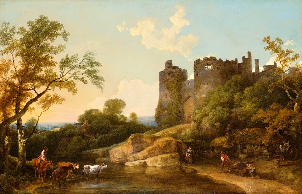 Philippe jacques de loutherbourg view of harlech castle with peasants 060653)