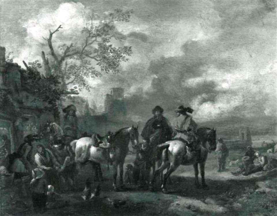 Philips Wouwerman - Landschap met ruiters bij een hoefsmid - GK 347 - Museumslandschaft Hessen Kassel