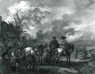 Philips Wouwerman - Landschap met ruiters bij een hoefsmid - GK 347 - Museumslandschaft Hessen Kassel