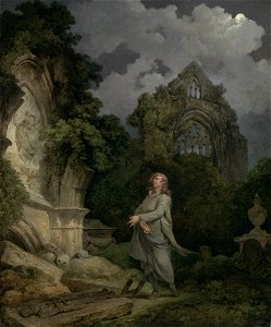Philippe-Jacques de Loutherbourg - A Philosopher in a Moonlit Churchyard. Free illustration for personal and commercial use.