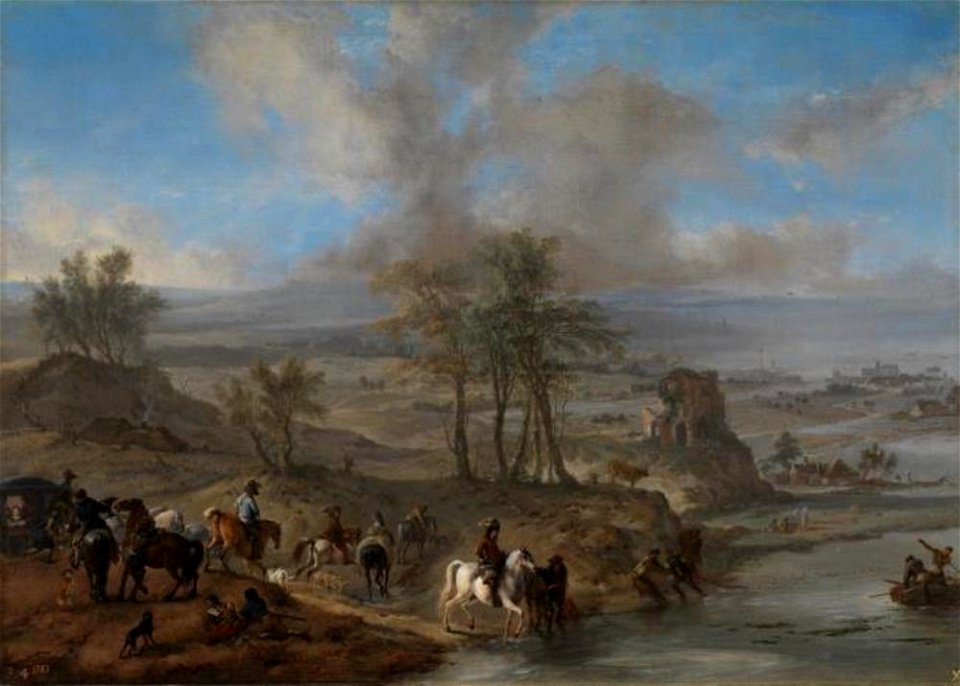 Philips Wouwerman - Jachtgezelschap en vissers - P002147 - Museo del Prado