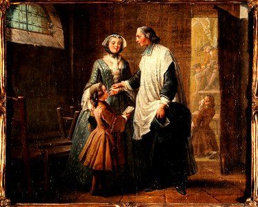Pierre-Louis Dumesnil - L'Abbé de Catéchisme recevant un enfant amené par sa sœur - P2663 - Musée Carnavalet